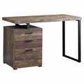 Daphnes Dinnette 48 in. Brown Reclaimed Wood & Black Metal Computer Desk DA3070837